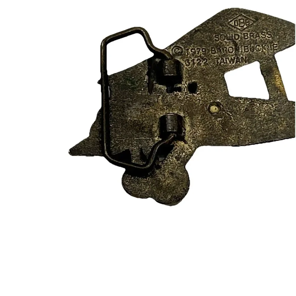 Baron Buckles‎ Solid Brass Vintage Belt Buckle 1979 Biplane Plane